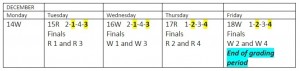 finals schedule
