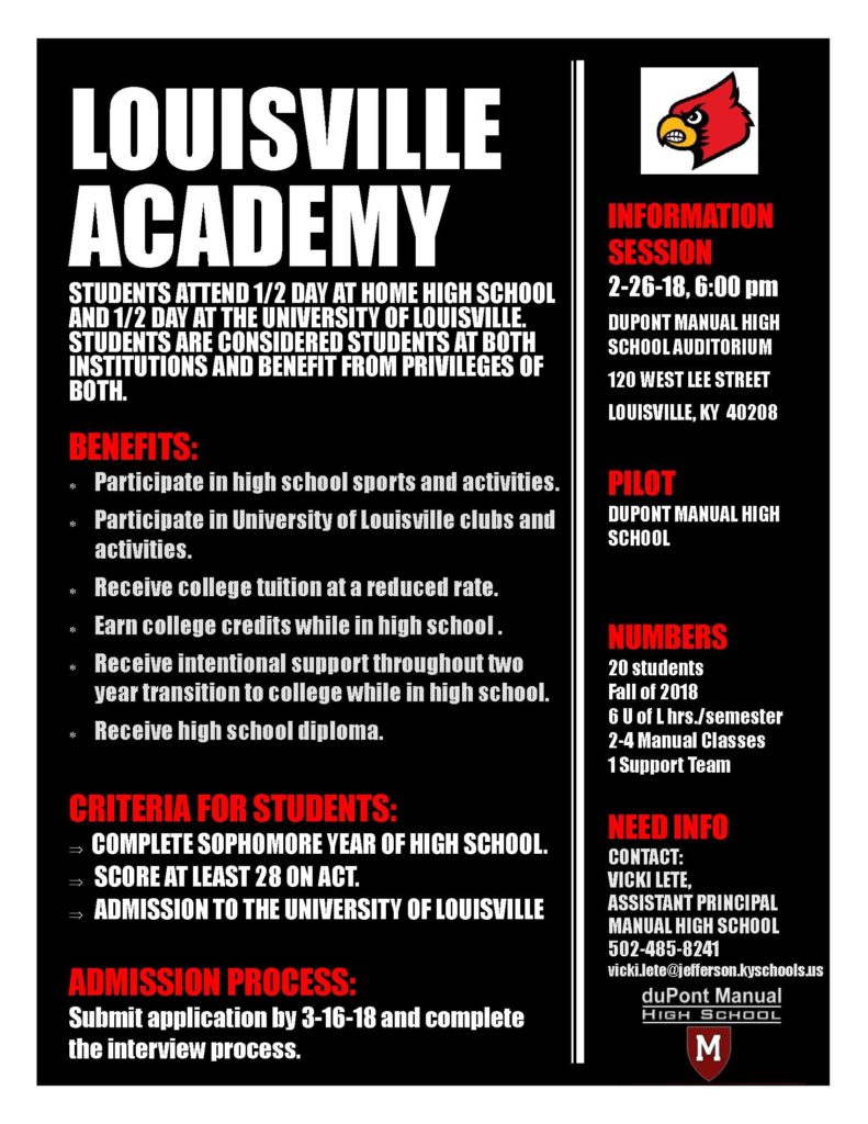 Louisville Academy Information Session duPont Manual PTSA